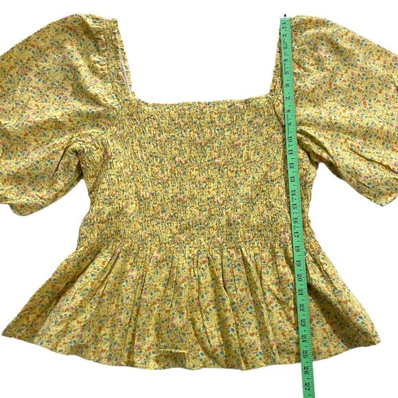 a.n.a a new approach Woman Yellow Shirred Blouse puff sleeves SZ/ XLT - Picture 5 of 10